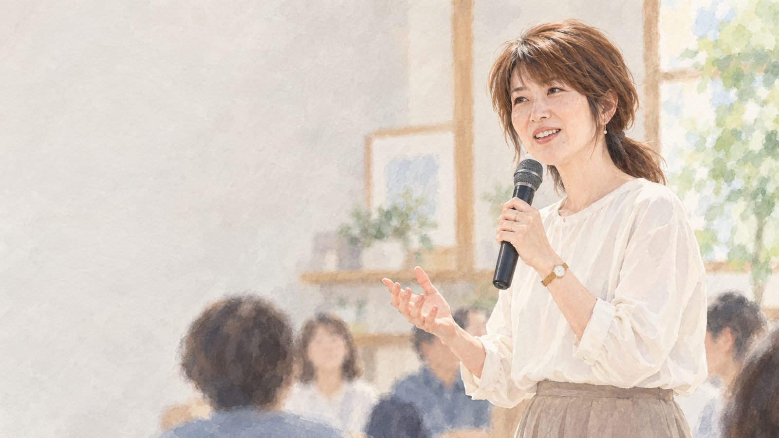 人前で話し、伝える研修の様子